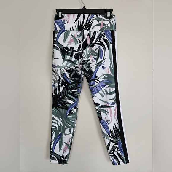 Calvin Klein Performance Wick Tropical Bird Print Leggings B&W Blue Size S/P/CH - Picture 3 of 13